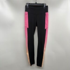 VS PINK Active Black Pink High Waist Leggings Pockets XS Athletic Workout Preppy
